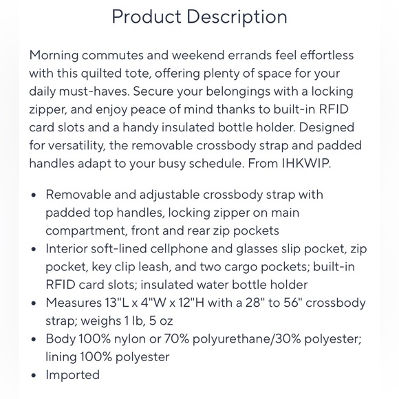 IHKWIP Quilted Carry Your Confidence Anti-Theft Tote Patent Black NWT - Picture 12 of 15